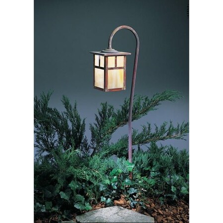 ARROYO CRAFTSMAN Low Voltage 6" Mission Fixture With T-Bar Overlay, Antique Brass, Frosted Glass LV27-M6TF-AB